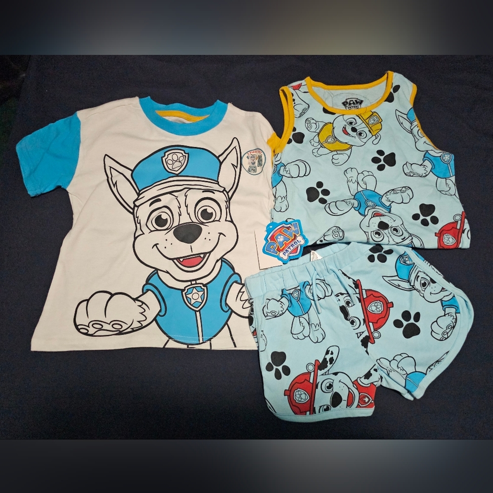 NWT PAW Patrol - Boys T-shirt Tank and Short Outfit Kids - 3 piece set - Size 5